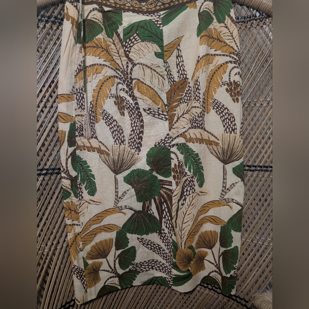 FARM RIO SAND FOLIAGE SKETCH MIDI SKIRT MEDIUM NEW NWT - Picture 7 of 15